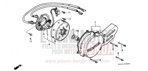 LEFT CRANKCASE COVER/ GENERATOR CR80R2G de 1986